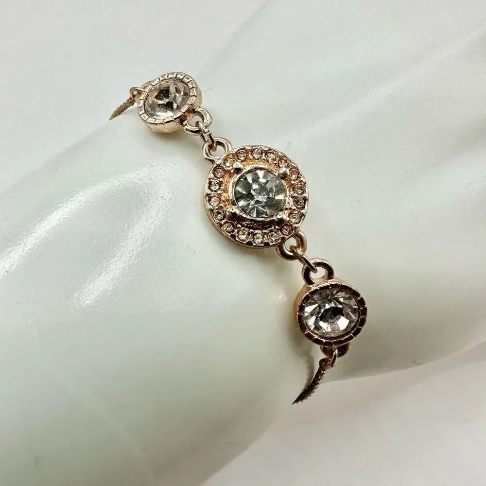 Rose gold rhinestone chain bracelet